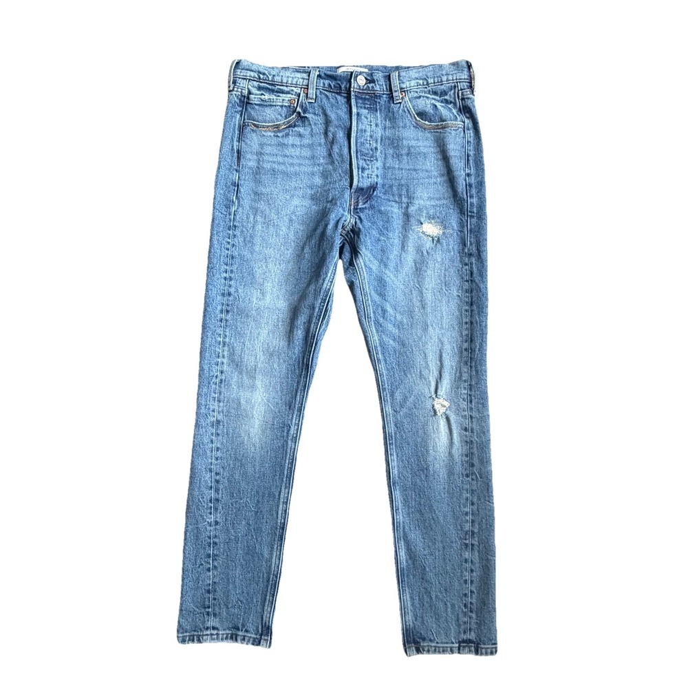 Levis Altar'd Womens 32x28 501 Skinny High Rise Button Fly Distressed Blue Jeans